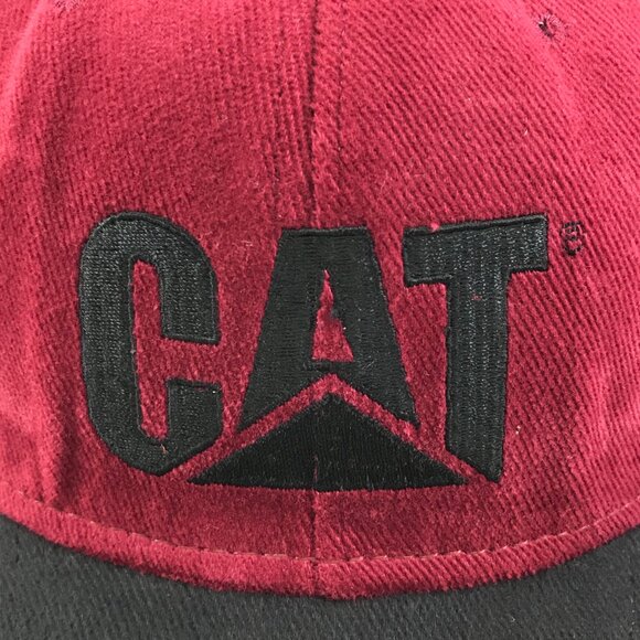 Vintage Caterpillar Snapback Cap Hat Tonkin Made In USA Maroon Black Adjustable - Picture 7 of 10